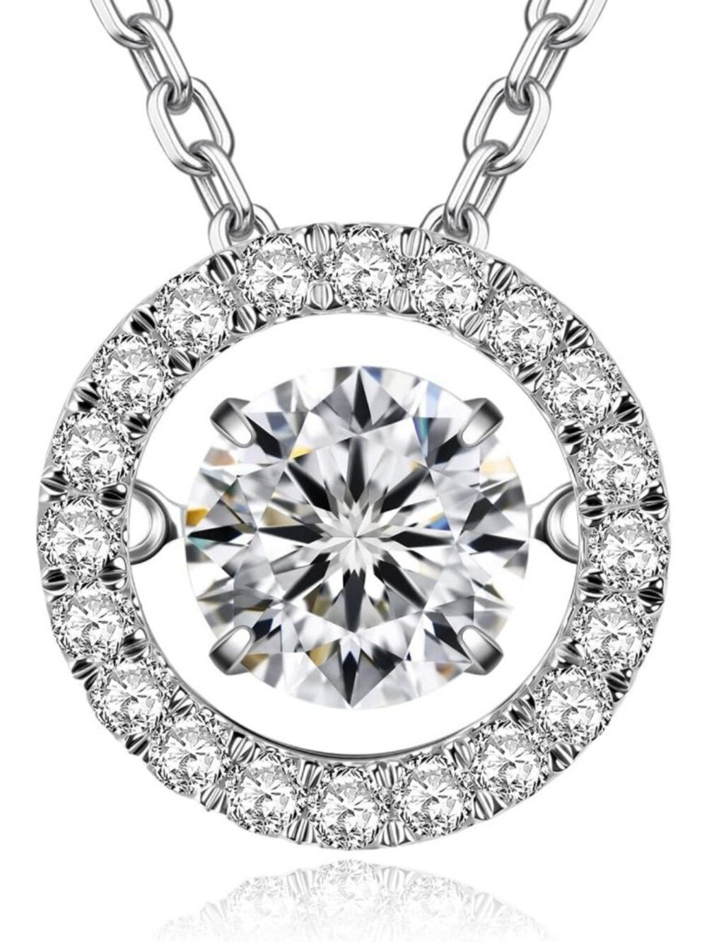 1 Ct Moissanite Necklace for Women, Sterling Silver Dancing Stone Pendant, Gift